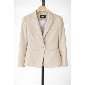 DKNY NWOT TAN COTTON BLEND SINGLE BUTTON BLAZER 14